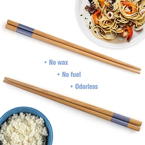 GLAMFIELDS Natural Bamboo Chopsticks 22.5 cm (8.8 Inch) Set of 5 | Japanese Style for Asian Cuisine thumbnail 3
