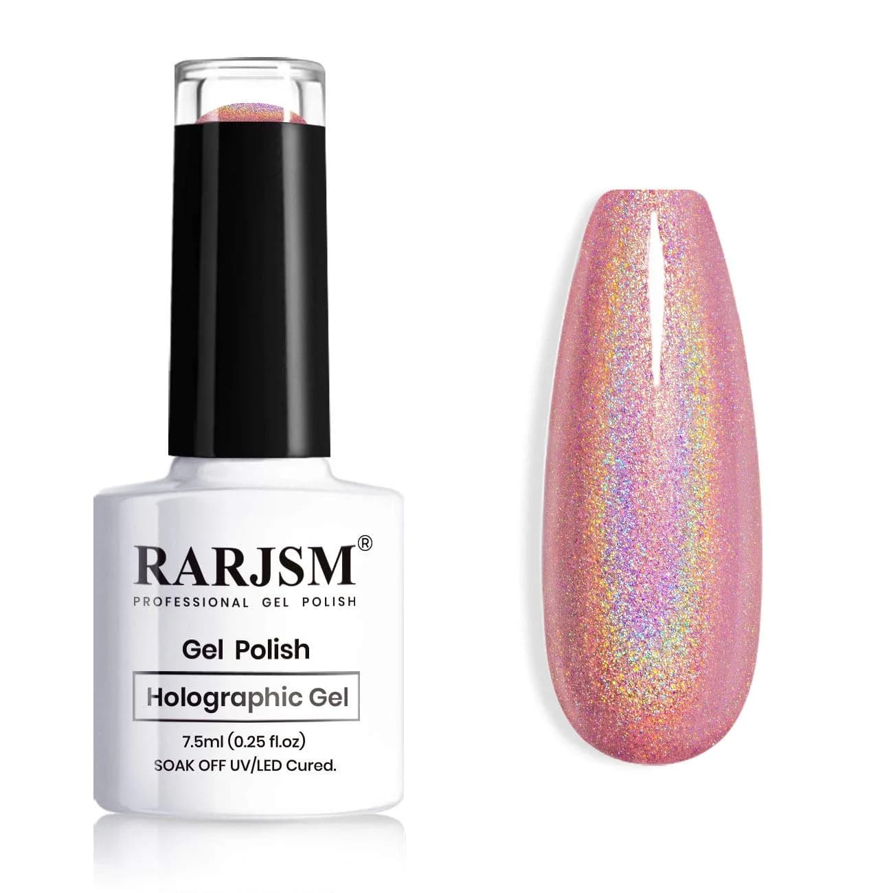 RARJSM Holographic Gel Nail Polish Rose Gold RAR73 7.5ml (0.25 Fl Oz) | Mermaid Unicorn Effect Glitter - main product image