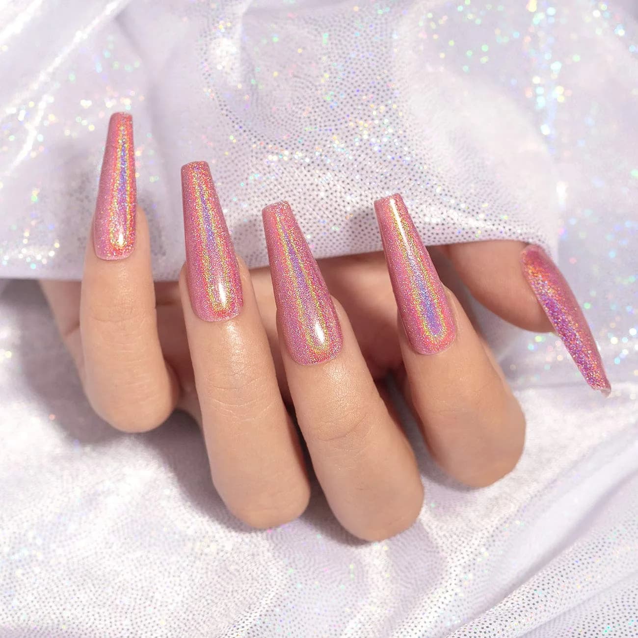 RARJSM Holographic Gel Nail Polish Rose Gold RAR73 7.5ml (0.25 Fl Oz) | Mermaid Unicorn Effect Glitter - view 5
