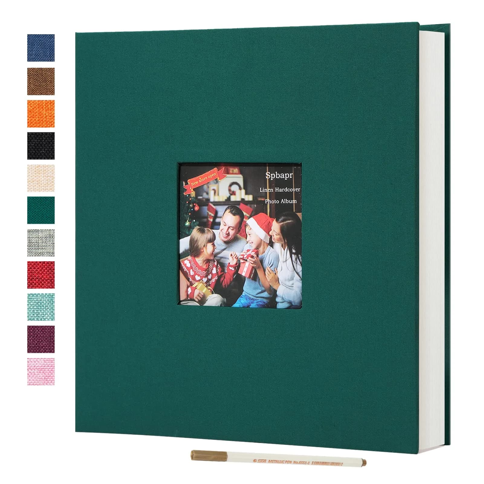 Spbapr Large Photo Album Self Adhesive 13.2"x12.8" | Linen Cover, 40 Pages, Reusable Self-Adhesive Photos