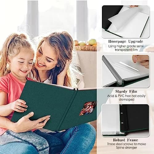 Spbapr Large Photo Album Self Adhesive 13.2"x12.8" | Linen Cover, 40 Pages, Reusable Self-Adhesive Photos thumbnail 3