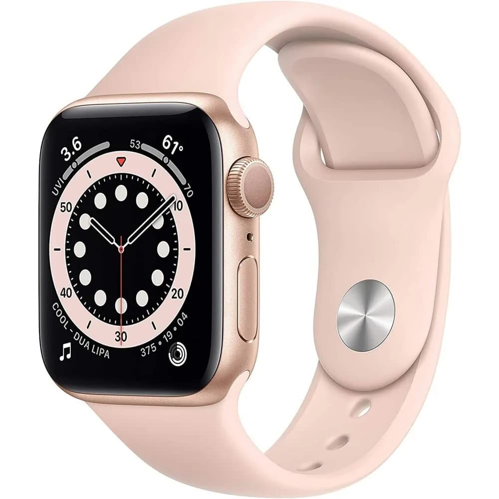 Apple Watch Series 6 (GPS + Cellular, 44mm) - Gold Aluminum Case with Pink Sport Band | Always-On Retina Display - main product image
