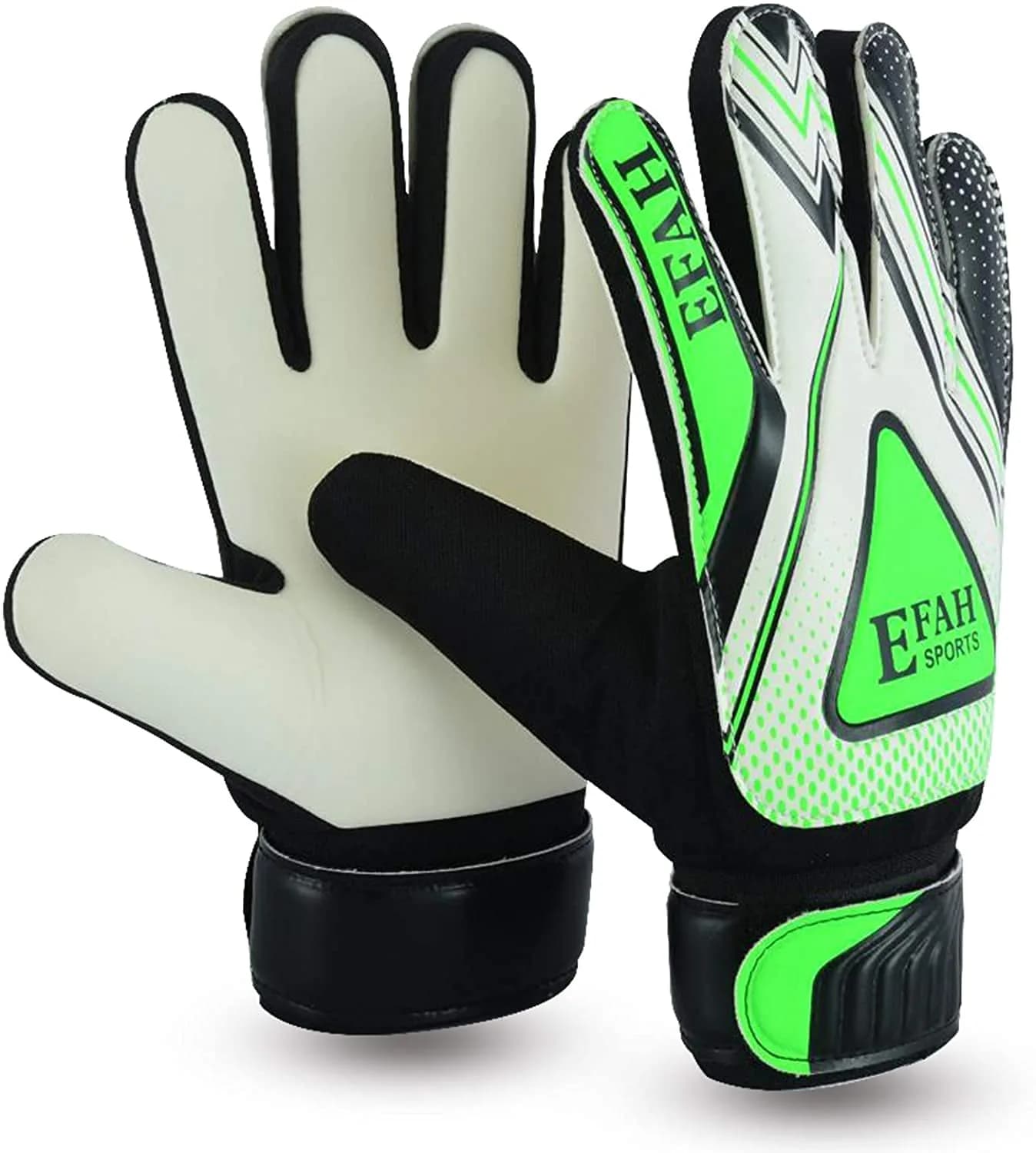 EFAH SPORTS Goalkeeper Gloves for Kids Youth Size 5 Black/Orange | Breathable & Grippy — Black/Green
