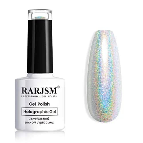 RARJSM Silver Holographic Gel Nail Polish 7.5ml (0.25 Fl Oz) | Salon Quality Sparkle thumbnail 1
