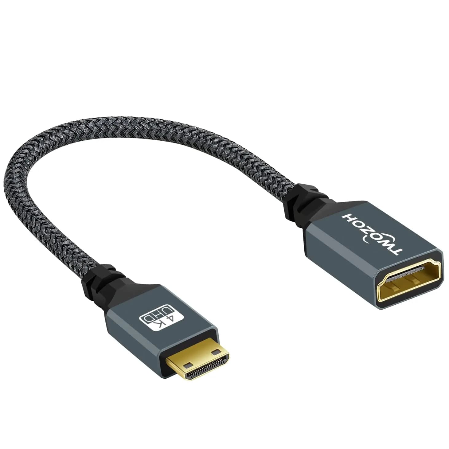 Twozoh Mini HDMI to HDMI Adapter 20cm (0.6FT) | Supports 4K@60Hz, 1080P, 3D - main product image