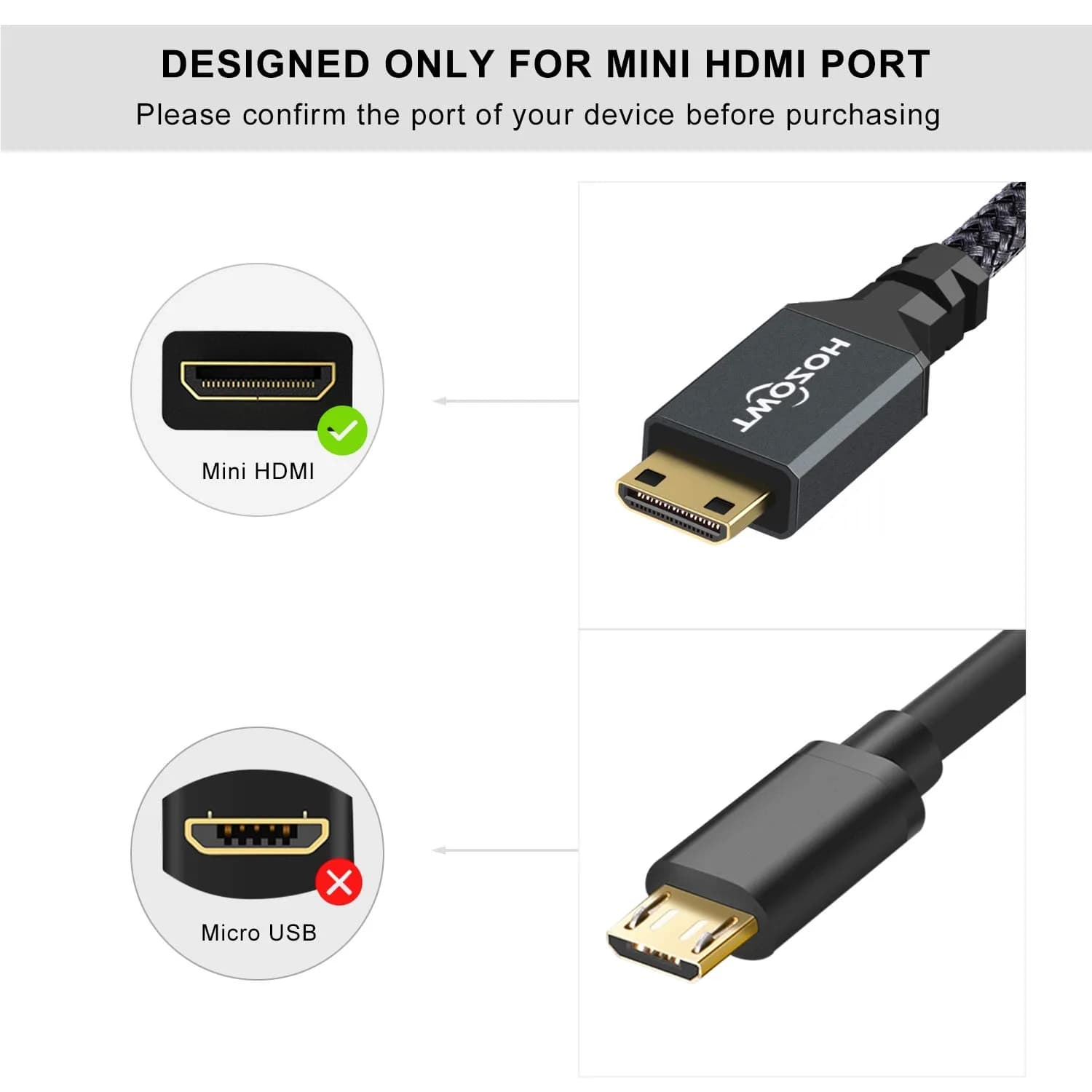 Twozoh Mini HDMI to HDMI Adapter 20cm (0.6FT) | Supports 4K@60Hz, 1080P, 3D - view 5