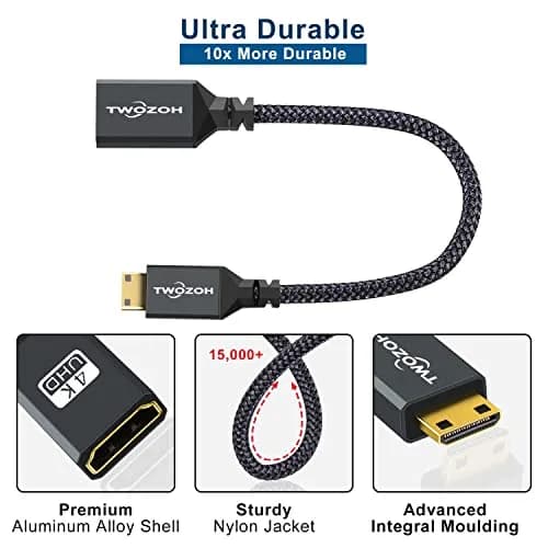 Twozoh Mini HDMI to HDMI Adapter 20cm (0.6FT) | Supports 4K@60Hz, 1080P, 3D thumbnail 3