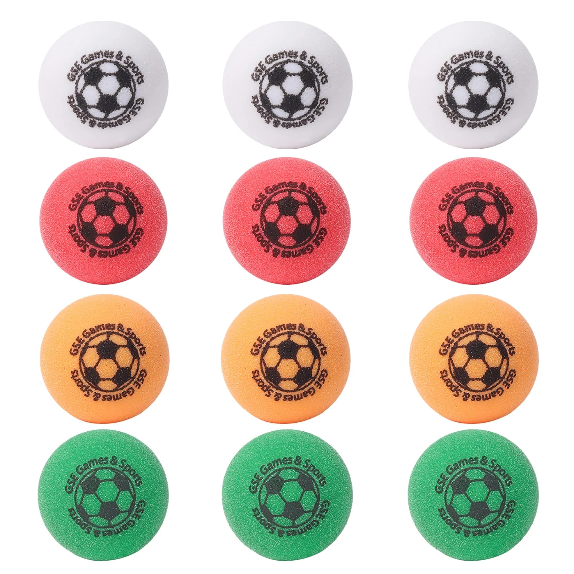 GSE Games & Sports Expert Foosball Balls 35mm (1.38") 12-Pack | Pure Urethane Tournament Balls — Multicolors
