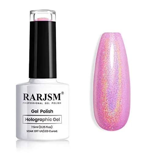 RARJSM Holographic Gel Nail Polish 7.5ml (0.25 Fl Oz) | UV/LED Cure, Long-Lasting Rainbow Effect thumbnail 1