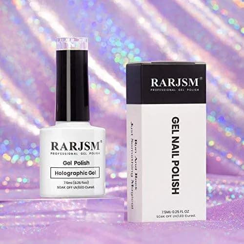 RARJSM Holographic Gel Nail Polish 7.5ml (0.25 Fl Oz) | UV/LED Cure, Long-Lasting Rainbow Effect thumbnail 9