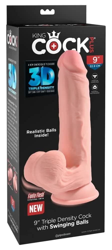 KING COCK Triple Density Realistic Strap-On Harness Compatible Cock 23cm (9in) | Vanilla — Clear