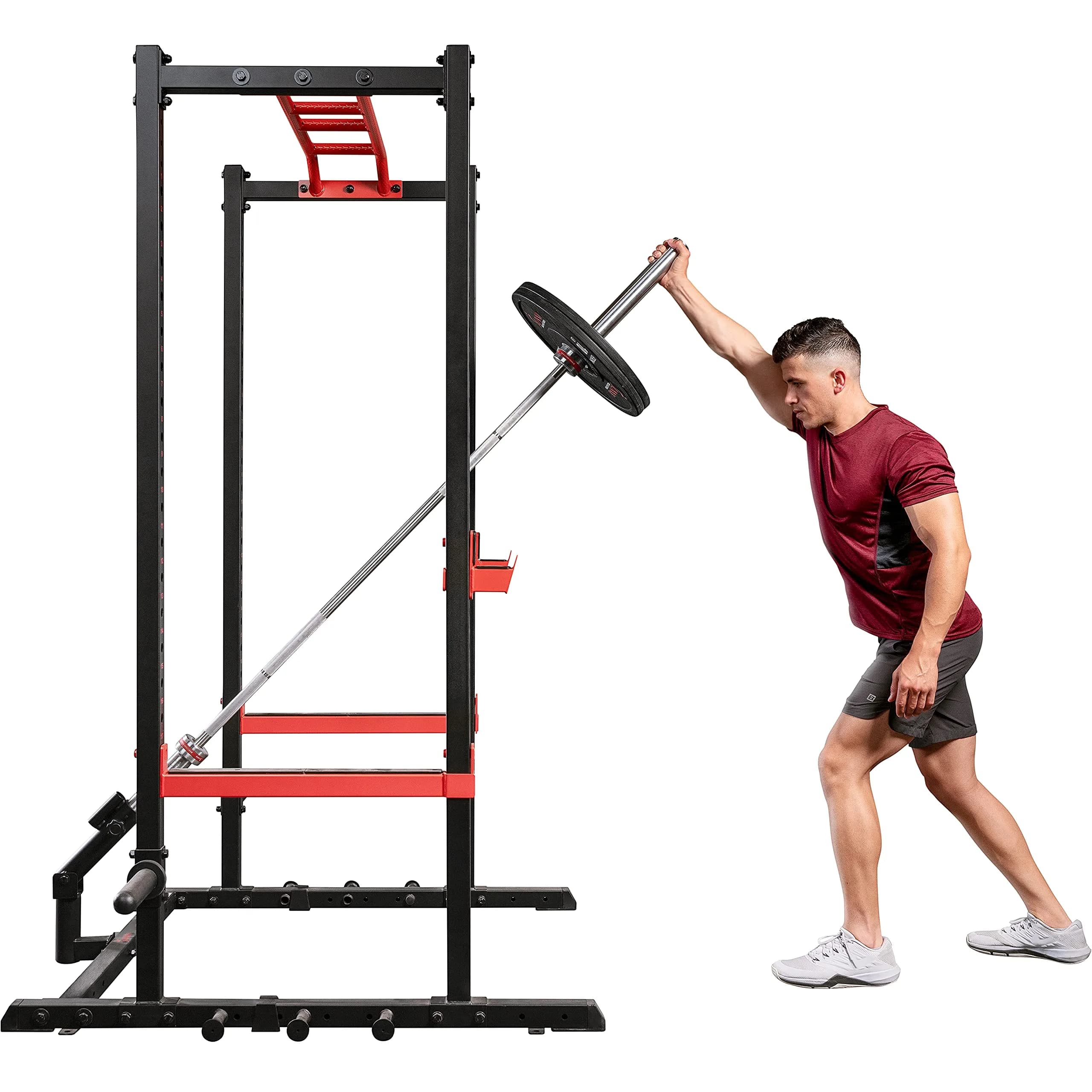 Sunny Health & Fitness Landmine Attachment for Power Racks SF-XFA004 | 360° Swivel, Full-Body Training, Fits 1" & 2" Bars thumbnail 1