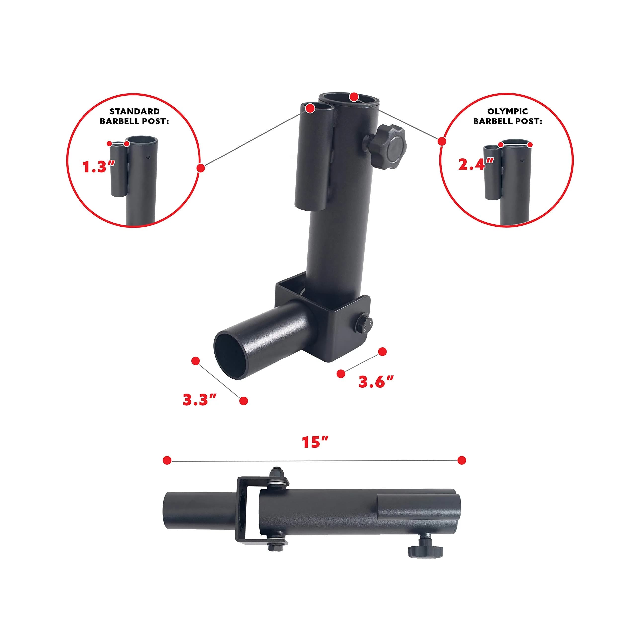 Sunny Health & Fitness Landmine Attachment for Power Racks SF-XFA004 | 360° Swivel, Full-Body Training, Fits 1" & 2" Bars thumbnail 4