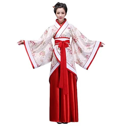 Ez-sofei Women Chinese Traditional Hanfu Costume for Stage Performance, XXL, Flower+Red | Elegant Ancient Dress thumbnail 1