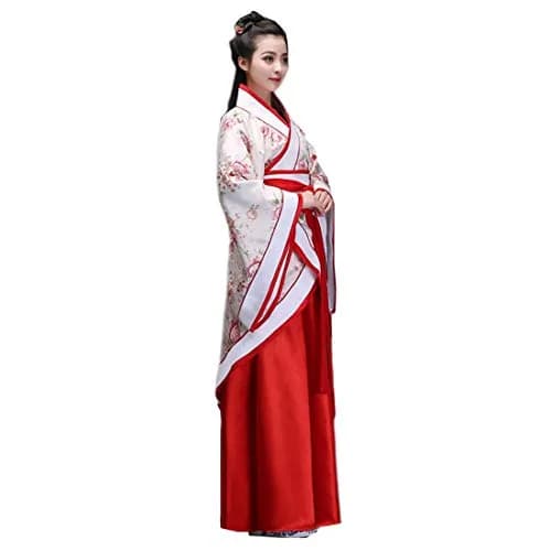 Ez-sofei Women Chinese Traditional Hanfu Costume for Stage Performance, XXL, Flower+Red | Elegant Ancient Dress thumbnail 2