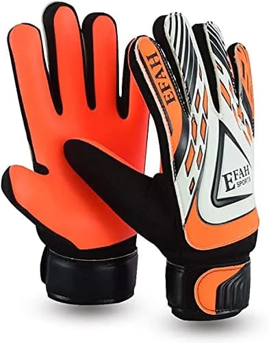 EFAH SPORTS Goalkeeper Gloves for Kids Youth Size 5 Black/Orange | Breathable & Grippy thumbnail 1
