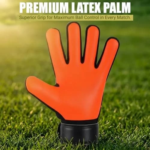 EFAH SPORTS Goalkeeper Gloves for Kids Youth Size 5 Black/Orange | Breathable & Grippy thumbnail 4