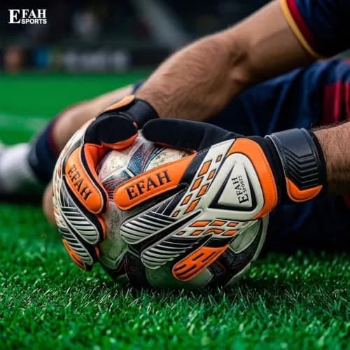 EFAH SPORTS Goalkeeper Gloves for Kids Youth Size 5 Black/Orange | Breathable & Grippy thumbnail 5