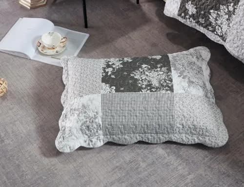 Brilliant Sunshine Multi Grey Toile & Floral Patchwork Quilt Set, Full/Queen | Elegant Reversible Microfiber Bedding thumbnail 8