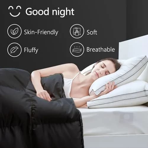TEXARTIST Queen Comforter All Season Down Alternative Black | Breathable & Soft Bedding thumbnail 2