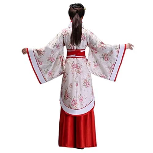 Ez-sofei Women Chinese Traditional Hanfu Costume for Stage Performance (S, Flower+Red) | Elegant Ancient Dress thumbnail 3