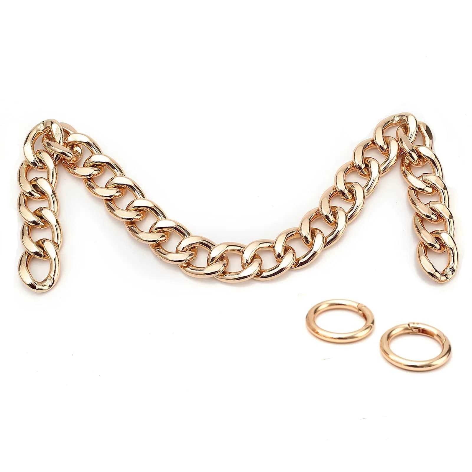 Xiazw Heavy Chunky Aluminum Metal Purse Handle Bag Chain Strap Replacement 23 inches (58.42 cm) | Punk Design with Snap Hooks - main product image
