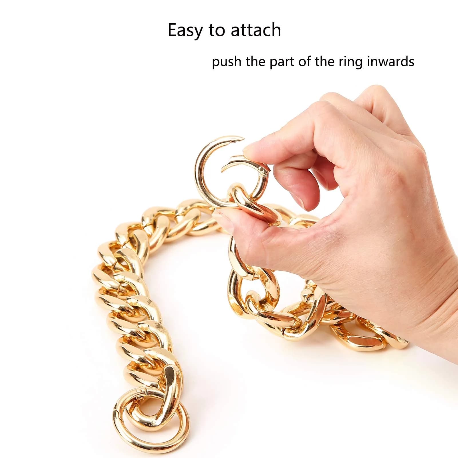 Xiazw Heavy Chunky Aluminum Metal Purse Handle Bag Chain Strap Replacement 23 inches (58.42 cm) | Punk Design with Snap Hooks - view 5