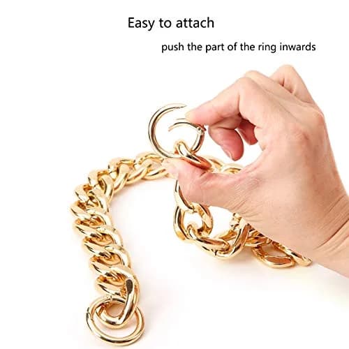 Xiazw Heavy Chunky Aluminum Metal Purse Handle Bag Chain Strap Replacement 23 inches (58.42 cm) | Punk Design with Snap Hooks thumbnail 5