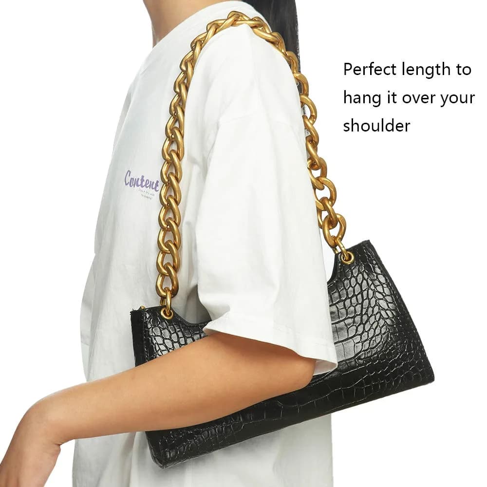 Xiazw Heavy Chunky Aluminum Metal Purse Handle Bag Chain Strap Replacement 23 inches (58.42 cm) | Punk Design with Snap Hooks - view 7