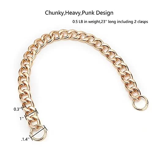 Xiazw Heavy Chunky Aluminum Metal Purse Handle Bag Chain Strap Replacement 23 inches (58.42 cm) | Punk Design with Snap Hooks thumbnail 2