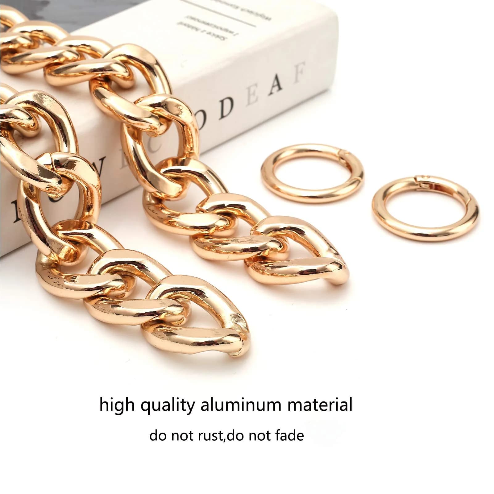 Xiazw Heavy Chunky Aluminum Metal Purse Handle Bag Chain Strap Replacement 23 inches (58.42 cm) | Punk Design with Snap Hooks - view 3