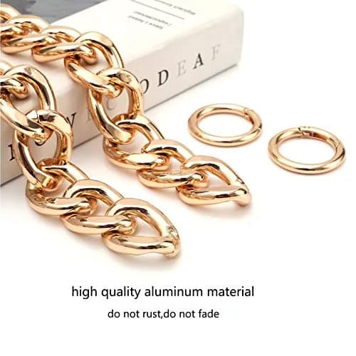 Xiazw Heavy Chunky Aluminum Metal Purse Handle Bag Chain Strap Replacement 23 inches (58.42 cm) | Punk Design with Snap Hooks thumbnail 3