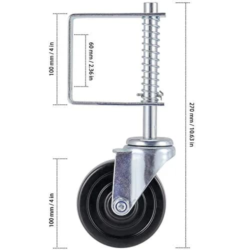 ZEONHAK Heavy Duty Spring Loaded Gate Caster Wheel 4 Inch (10.16 cm) | Supports 250-500 lbs (113-227 kg) Per Wheel thumbnail 2