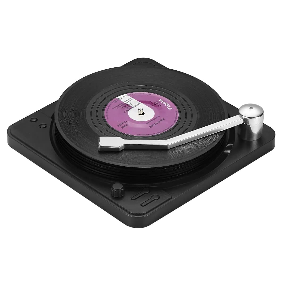 MECOWON Vinyl Record Coasters with Holder - 6 Pack, 10.5 cm (4-1/8 inch) Round | Music Lover Gift — 4-1/8 inch