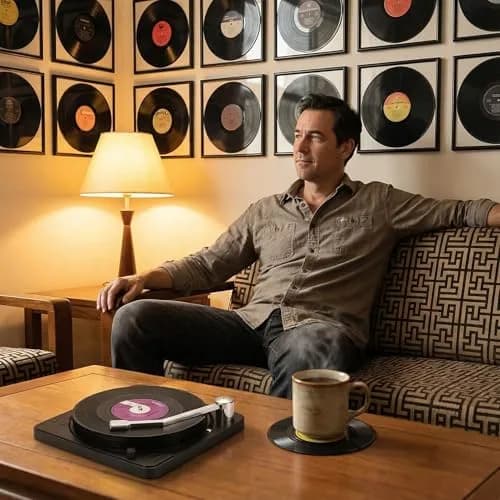 MECOWON Vinyl Record Coasters with Holder - 6 Pack, 10.5 cm (4-1/8 inch) Round | Music Lover Gift thumbnail 4