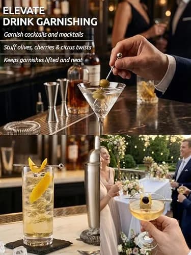 Demigo Cocktail Picks Set of 8 | Stainless Steel Reusable Martini Picks for Elegant Drinks thumbnail 5