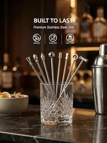 Demigo Cocktail Picks Set of 8 | Stainless Steel Reusable Martini Picks for Elegant Drinks thumbnail 6
