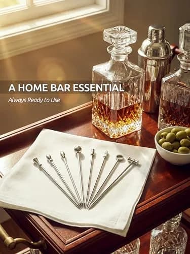 Demigo Cocktail Picks Set of 8 | Stainless Steel Reusable Martini Picks for Elegant Drinks thumbnail 8