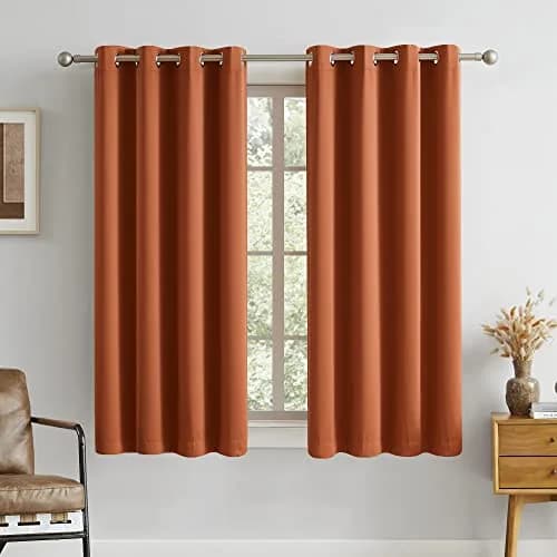 DUALIFE Terracotta Curtains-Rust Blackout Curtains for Small Windows 54 Inch Length | Room Darkening & Thermal Insulated thumbnail 1