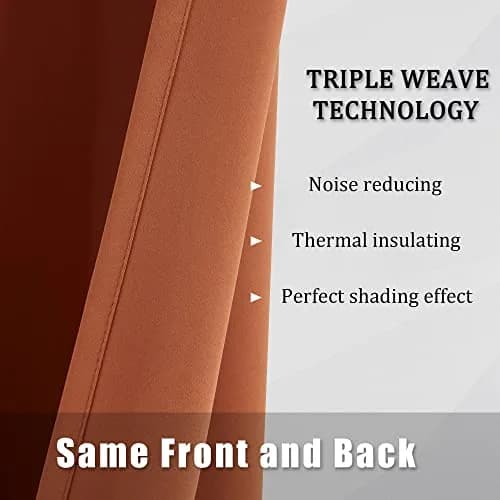 DUALIFE Terracotta Curtains-Rust Blackout Curtains for Small Windows 54 Inch Length | Room Darkening & Thermal Insulated thumbnail 5
