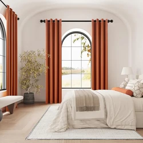 DUALIFE Terracotta Curtains-Rust Blackout Curtains for Small Windows 54 Inch Length | Room Darkening & Thermal Insulated thumbnail 6