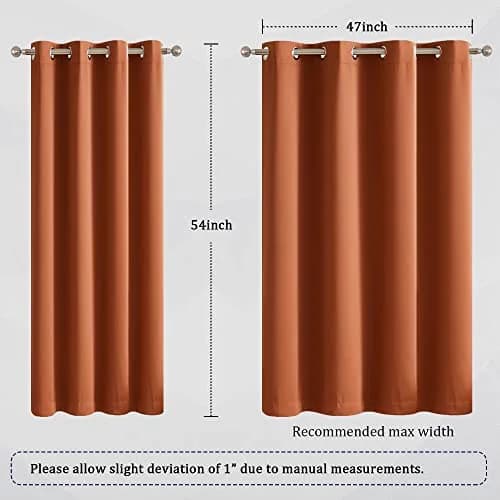 DUALIFE Terracotta Curtains-Rust Blackout Curtains for Small Windows 54 Inch Length | Room Darkening & Thermal Insulated thumbnail 7
