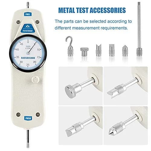 BAOSHISHAN 50lb Push Pull Force Gauge with Calibration Certificate & Carrying Case | Measures Force Up to 22.7 kg (50 lb) thumbnail 4