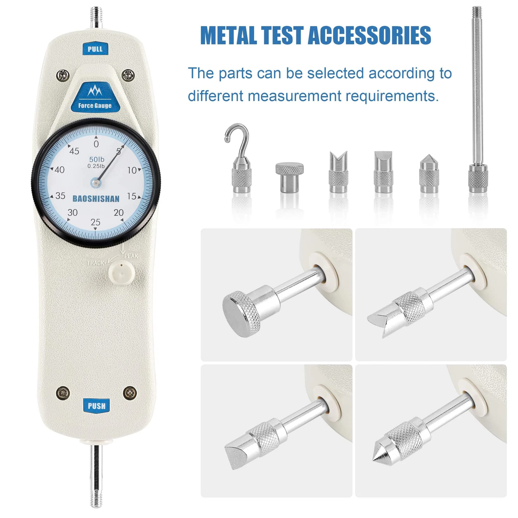 BAOSHISHAN 50lb Push Pull Force Gauge with Calibration Certificate & Carrying Case | Measures Force Up to 22.7 kg (50 lb) - view 4