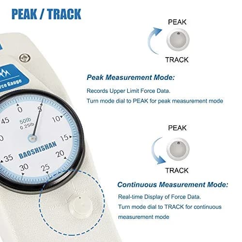 BAOSHISHAN 50lb Push Pull Force Gauge with Calibration Certificate & Carrying Case | Measures Force Up to 22.7 kg (50 lb) thumbnail 5