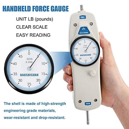BAOSHISHAN 50lb Push Pull Force Gauge with Calibration Certificate & Carrying Case | Measures Force Up to 22.7 kg (50 lb) thumbnail 3