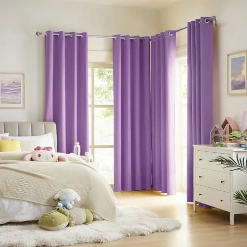 DUALIFE Bright Purple Curtains for Girls Bedroom | Light Blocking Room Darkening Blackout Drapes (52 x 63 Inch, 2 Panels) thumbnail 2