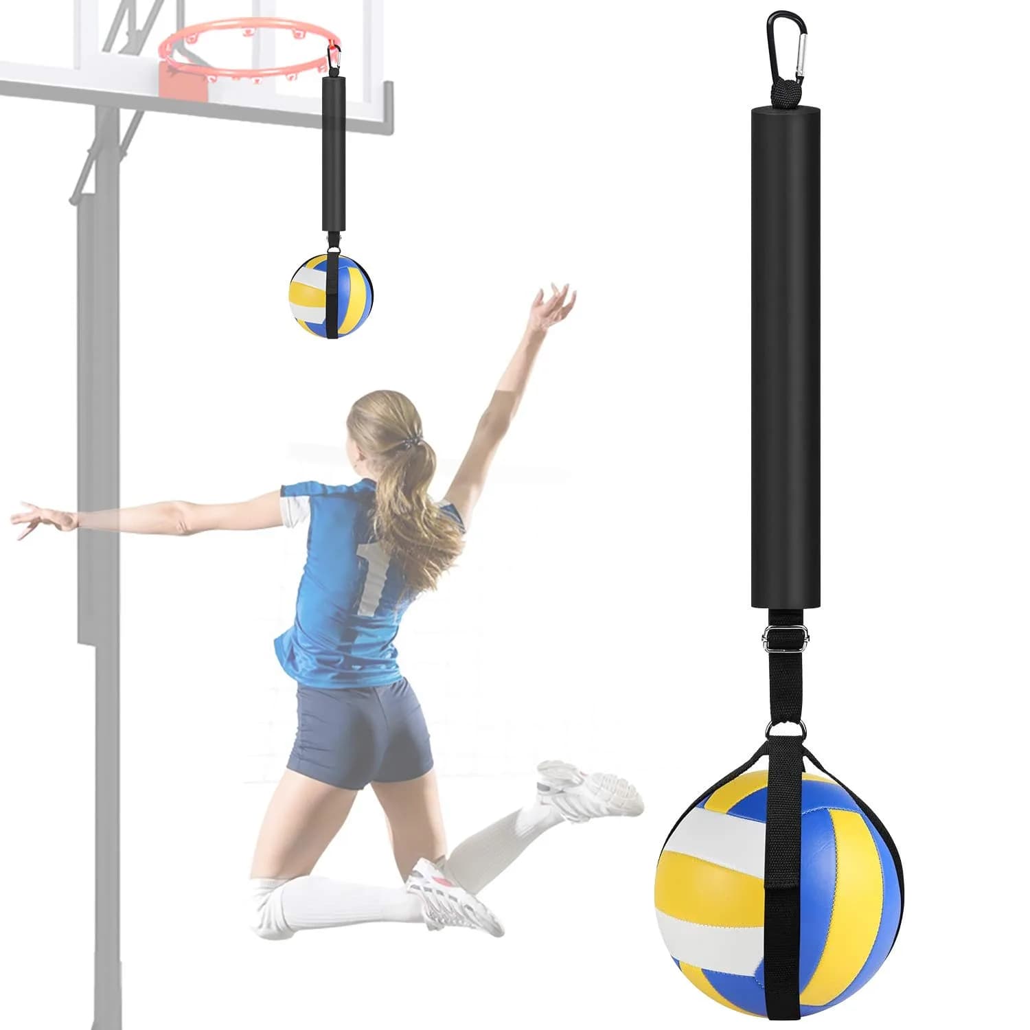 TOBWOLF Volleyball Spike Trainer, Training Aid for Basketball Hoop | Improve Spiking Technique & Jumping — Volleyball Spike Trainer - Hanging