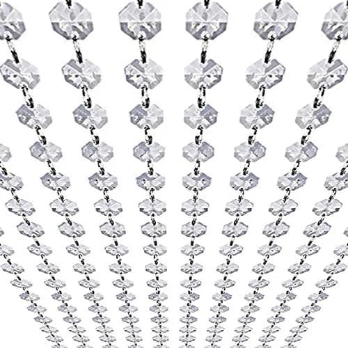 KinHom Clear Crystal Garland Strands 10m (33ft) | Hanging Chandelier Gem Bead Chain for Weddings & Christmas thumbnail 1