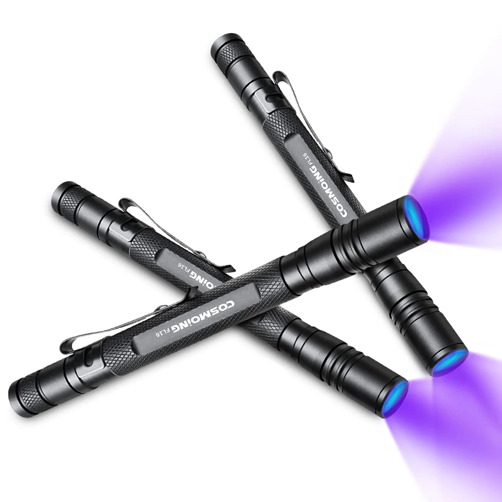 COSMOING 395nm Zoomable UV Blacklight Flashlight 5.44 inches (13.8 cm) | Detects Invisible Pet Stains — 3 pcs-zoomable Penlight Flashlight